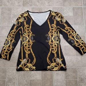 J.Mclaughlin Chain Print V-neck Blouse